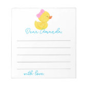Meisje Ducky 1e verjaardag Capsule Note Sheets Notitieblok (Voorkant)