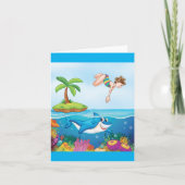 Meisje Duiken In De Oceaan Vriendelijke Shark Cora Kaart (Voorkant)