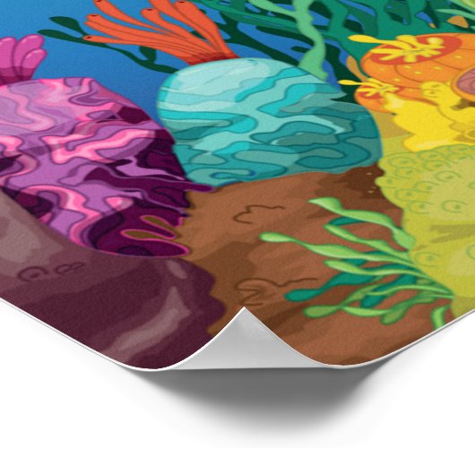 Meisje Duiken In De Oceaan Vriendelijke Shark Cora Poster (Hoek)