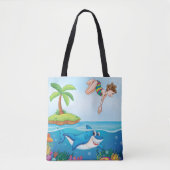 Meisje Duiken In De Oceaan Vriendelijke Shark Cora Tote Bag (Voorkant)