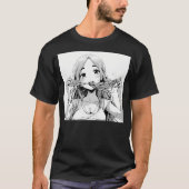 Meisje Eating Spaghetti Manga T-shirt (Voorkant)