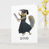 Meisje Eekhoorn Afstuderen 2016 Kaart (Gele Bloem)