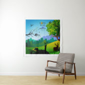 Meisje & Eekhoorn in het wild Wandkleed (In situ)