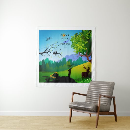 Meisje & Eekhoorn in het wild Wandkleed (In situ)