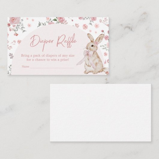 Meisje Een Bunny Baby shower Luier Raffle Informatiekaartje (Voorkant / Achterkant)