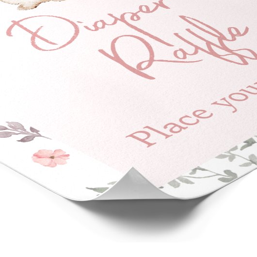 Meisje Een Bunny Baby shower Luier Raffle Poster (Hoek)