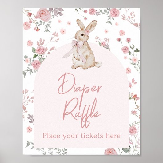 Meisje Een Bunny Baby shower Luier Raffle Poster (Voorkant)