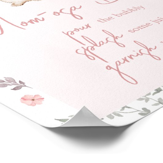 Meisje Een Bunny Baby shower Mom Osa Bar Poster (Hoek)
