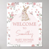 Meisje Een Bunny Baby shower Welkom Poster (Voorkant)