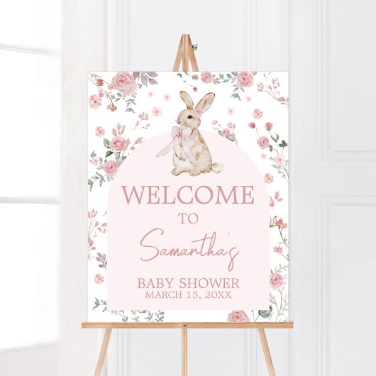 Meisje Een Bunny Baby shower Welkom Poster