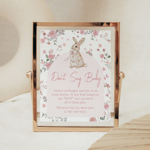 Meisje Een Bunny Baby shower Zeg geen Baby Poster