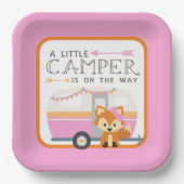 Meisje Een Kleine Camper RV Camper Baby shower Roz Papieren Bordje (Voorkant)