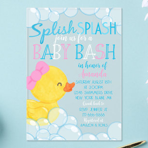 Meisje Eend Baby Shower Bevroren Acryl Uitnodiging