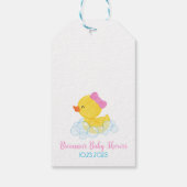 Meisje eend van onze douche naar uw Baby shower Cadeaulabel (Achterkant)