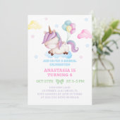 Meisje Eenhoorn 4e Verjaardag Magisch Feest Kaart (Staand voorkant)