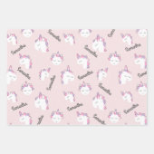 Meisje Eenhoorn gepersonaliseerde inpakpapier vell (Voorkant 2)
