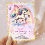 Meisje Eenhoorn Goud Glitter Roze 6e Verjaardag Pa Kaart