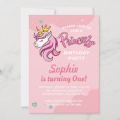 Meisje Eenhoorn Prinses Kinderen Baby Verjaardagsf Kaart (Voorkant)