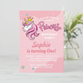 Meisje Eenhoorn Prinses Kinderen Baby Verjaardagsf Kaart (Staand voorkant)