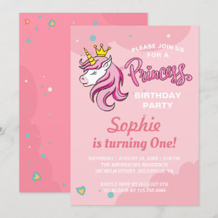 Meisje Eenhoorn Prinses Kinderen Baby Verjaardagsf Kaart