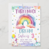 Meisje Eenhoorn Threenage Droom, Regenboog 3e Verj Kaart (Voorkant)