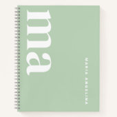 Meisje Eenvoudige Groene Monogram School Notitieboek (Voorkant)