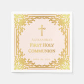 Meisje eerste communie blush roze faux gouden krui servet (Voorkant)