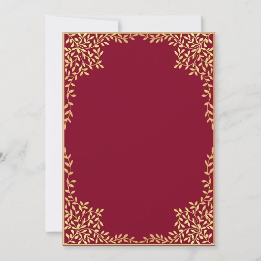 Meisje eerste communie Bourgondisch goud verlaat V Kaart (Achterkant)