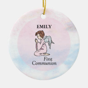 Meisje, Eerste Communie Engel Keramisch Ornament