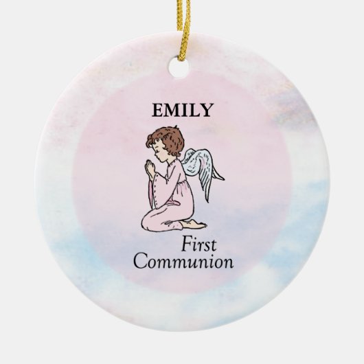 Meisje, Eerste Communie Engel Keramisch Ornament (Voorkant)