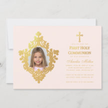 Meisje eerste communie foto elegant roze namaak go