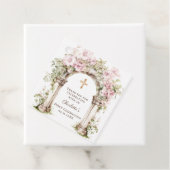 Meisje Eerste Communie Roze Bloemen Boog Kruis Bedankjes Labels (In situ)
