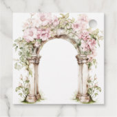 Meisje Eerste Communie Roze Bloemen Boog Kruis Bedankjes Labels (Achterkant)