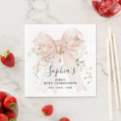 Meisje Eerste Communie Roze Boog Rozen Custom Servet (Insitu)