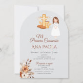 Meisje Eerste Communie Uitnodiging in het Spaans B (Voorkant)