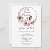 Meisje Eerste Communie Uitnodiging in het Spaans B (Voorkant)