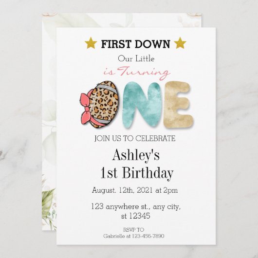 Meisje Eerste Jaar Down Kaart (Voorkant / Achterkant)