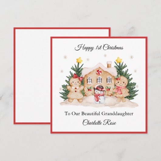 Meisje Eerste Kerst Gingerbread Sneeuwman Kaart (Voorkant / Achterkant)