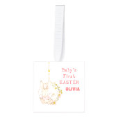 Meisje eerste paasbunny over bloemen decoratie (Voorkant)