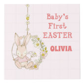 Meisje eerste paasbunny over bloemen kubus (Rechts)