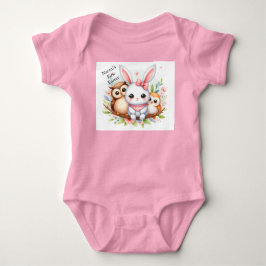 Meisje Eerste Pasen Voeg Naam Toe Cute Baby Romper