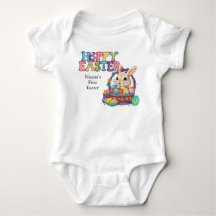 Meisje Eerste Pasen Voeg Naam Toe Cute Baby Romper