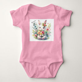Meisje Eerste Pasen Voeg Naam Toe Cute Baby Romper