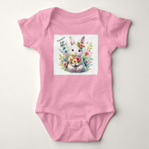 Meisje Eerste Pasen Voeg Naam Toe Cute Baby Romper