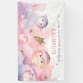 Meisje Eerste reis rond de zon Planeten verjaardag Spandoek (Verticaal)