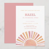 Meisje eerste reis rond de zon Verjaardag Uitnodig Kaart (Voorkant / Achterkant)