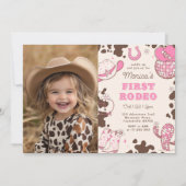 Meisje Eerste Rodeo 1e verjaardagsfeestje foto Kaart (Voorkant)