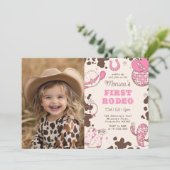 Meisje Eerste Rodeo 1e verjaardagsfeestje foto Kaart (Staand voorkant)