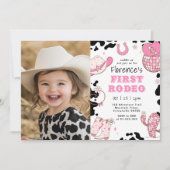 Meisje Eerste Rodeo 1e verjaardagsfeestje foto Kaart (Voorkant)