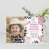 Meisje Eerste Rodeo 1e verjaardagsfeestje foto Kaart (Staand voorkant)